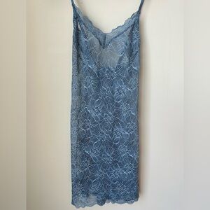 Victoria’s Secret Blue Floral Lace Chemise Slip Size L